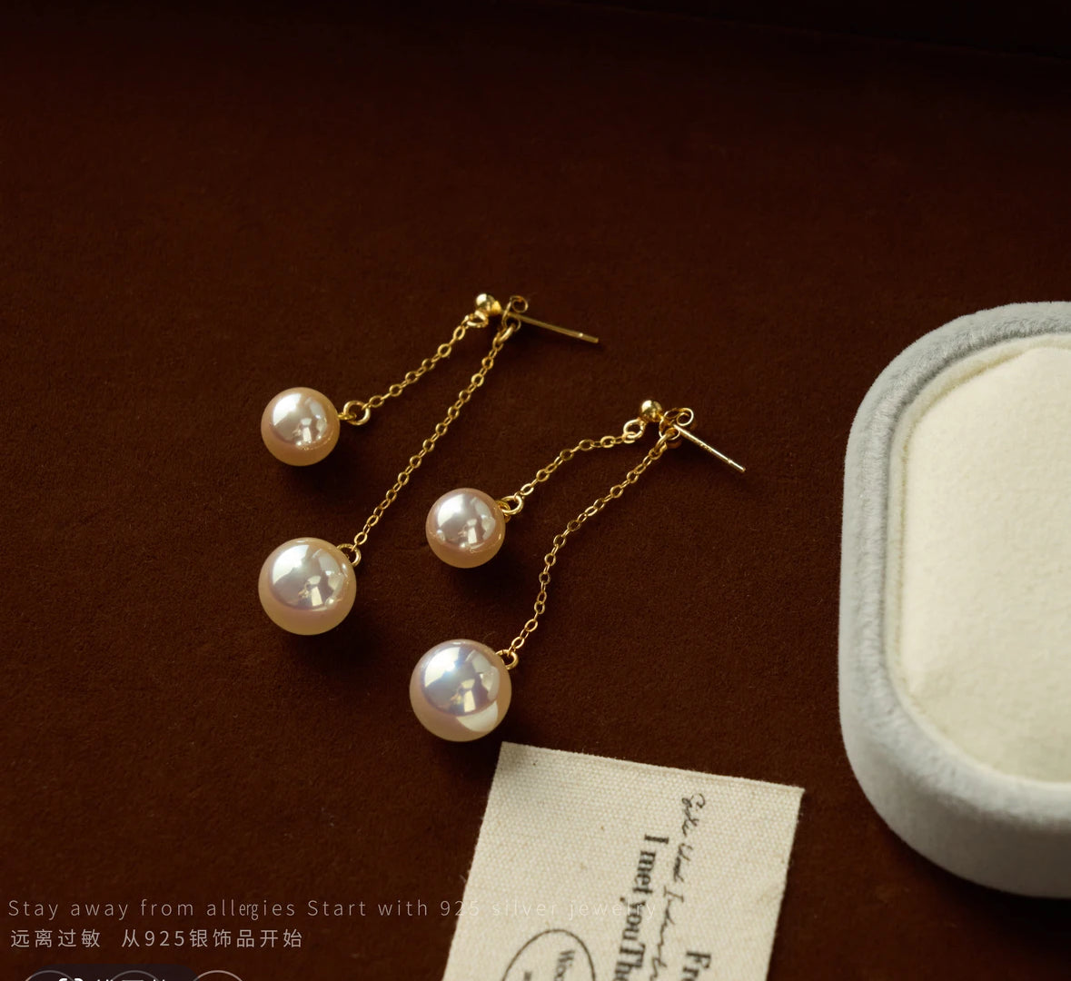 Zarte Perlenohrringe, 925 Silber