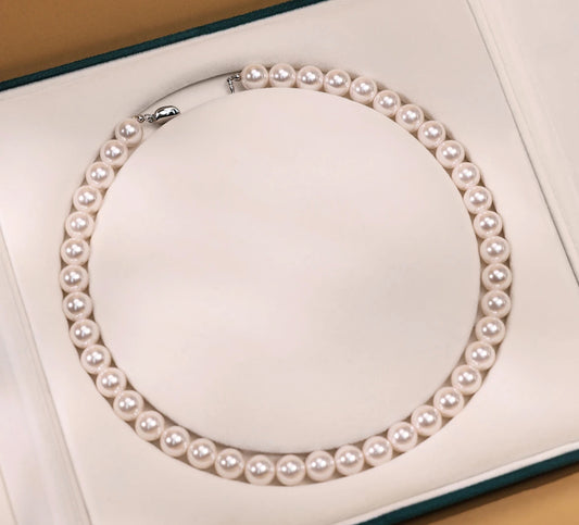 Klassische weiße Perlenkette mit 925-Silberverschluss