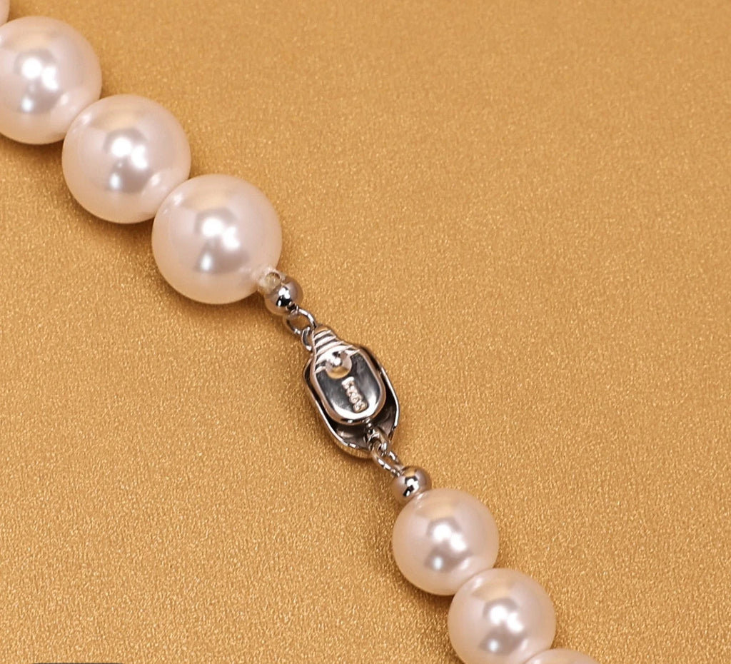 Klassische weiße Perlenkette mit 925-Silberverschluss