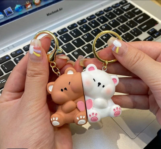 Magnetische Bärchen Paar-Schlüsselanhänger zusammen – Little Shark