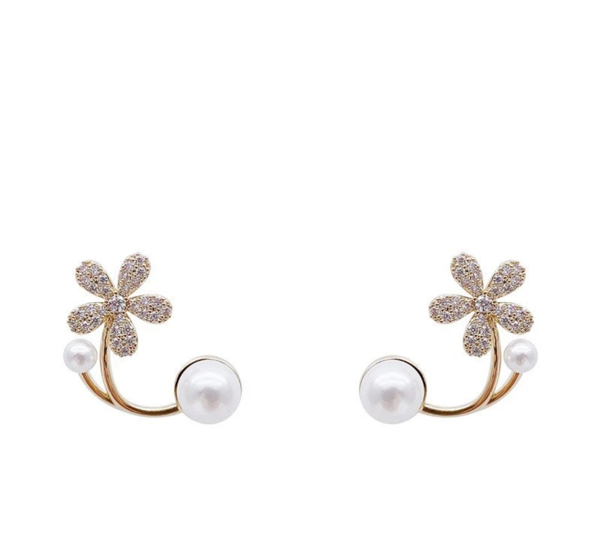 2-in-1 Design: Funkelnde Blüten-Ohrringe mit Perlen & Zirkonia