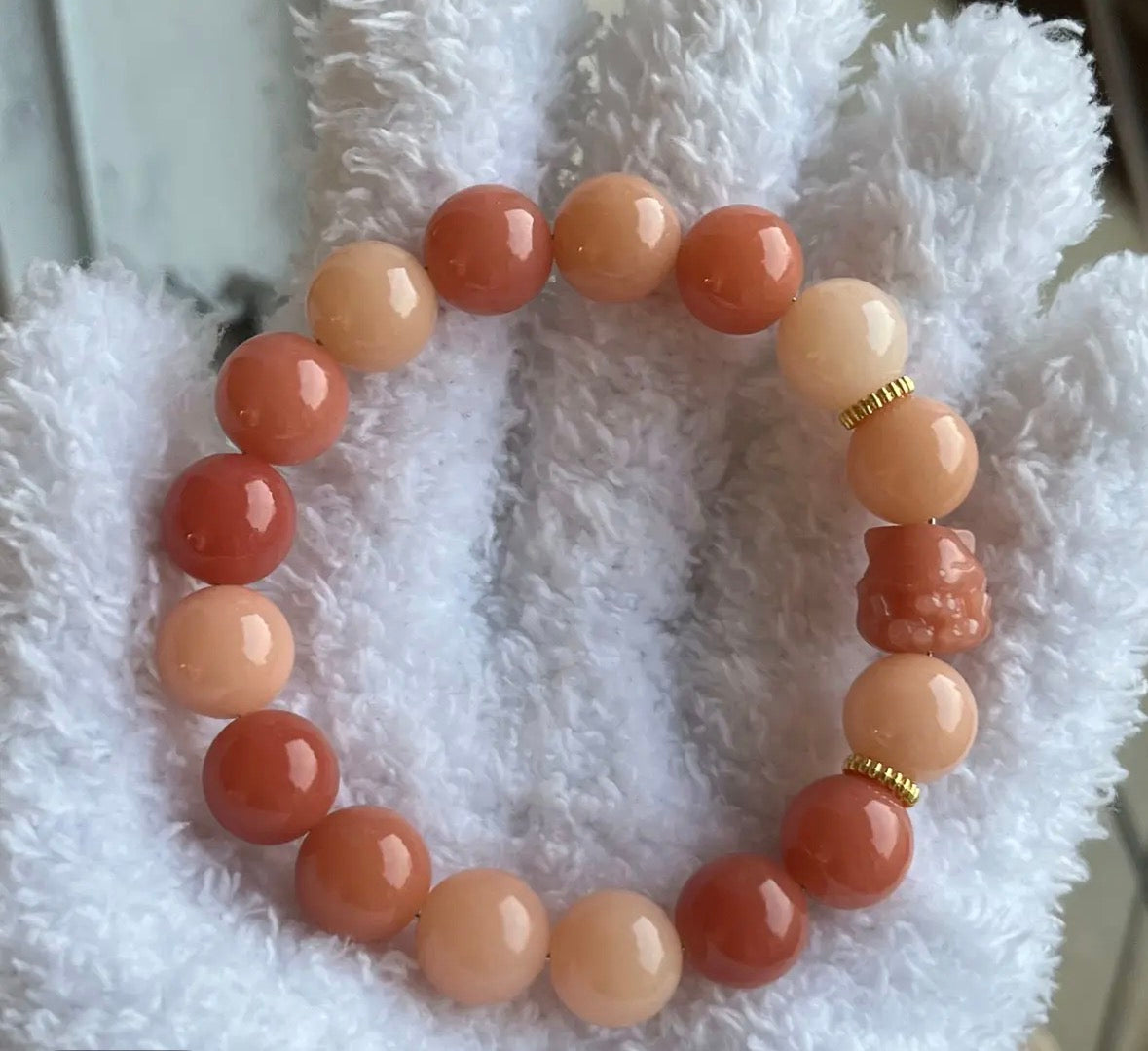 Rosa Perlenarmband mit Katzenperle elastisch – Little Shark