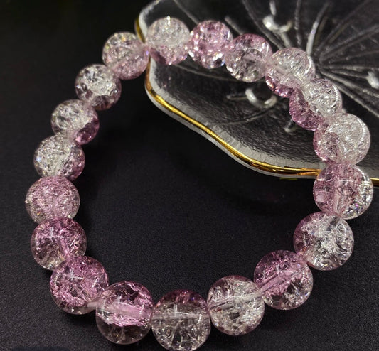 Rosa Crackle-Perlenarmband